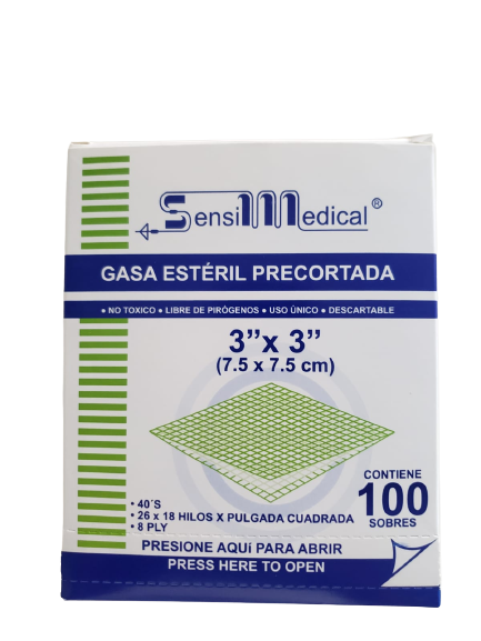 Gasa Esteril 3×3 SensiMedical Caja de 100 unidades – Odontocosas